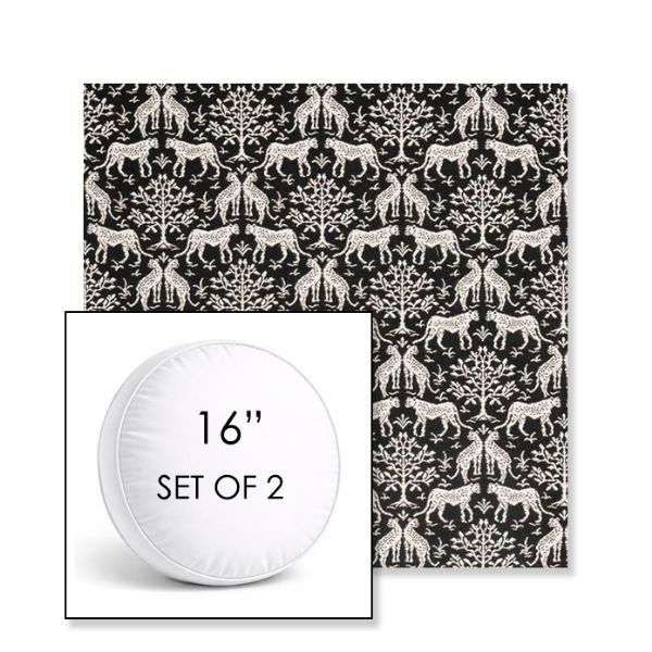 Picture of Jaipur Frame Onyx | Set of 2 | 16" Sunbrella Boxed Round Outdoor Throw Pillows with Premium Inserts