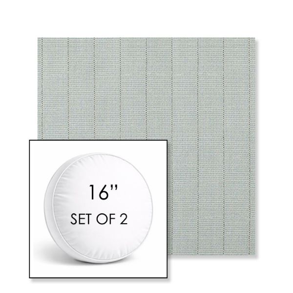 Picture of Kaia Mist | Set of 2 | 16" Sunbrella Boxed Round Outdoor Throw Pillows with Premium Inserts