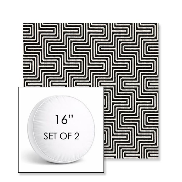 Picture of Key Figure Onyx | Set of 2 | 16" Sunbrella Boxed Round Outdoor Throw Pillows with Premium Inserts