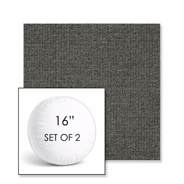 Picture of Kudos Carbon | Set of 2 | 16" Sunbrella Boxed Round Outdoor Throw Pillows with Premium Inserts