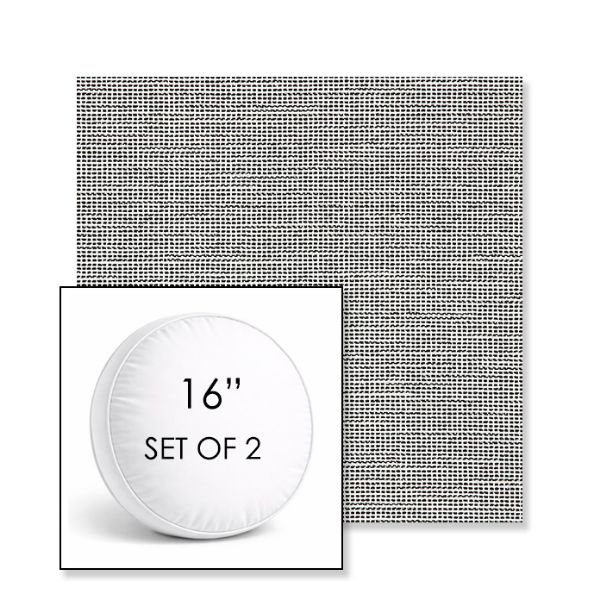 Picture of Kudos Newsprint | Set of 2 | 16" Sunbrella Boxed Round Outdoor Throw Pillows with Premium Inserts