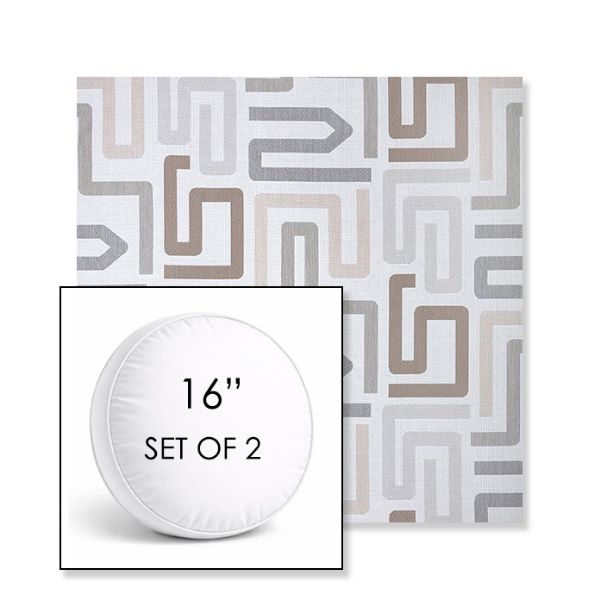 Picture of Labyrinth Cloud | Set of 2 | 16" Sunbrella Boxed Round Outdoor Throw Pillows with Premium Inserts