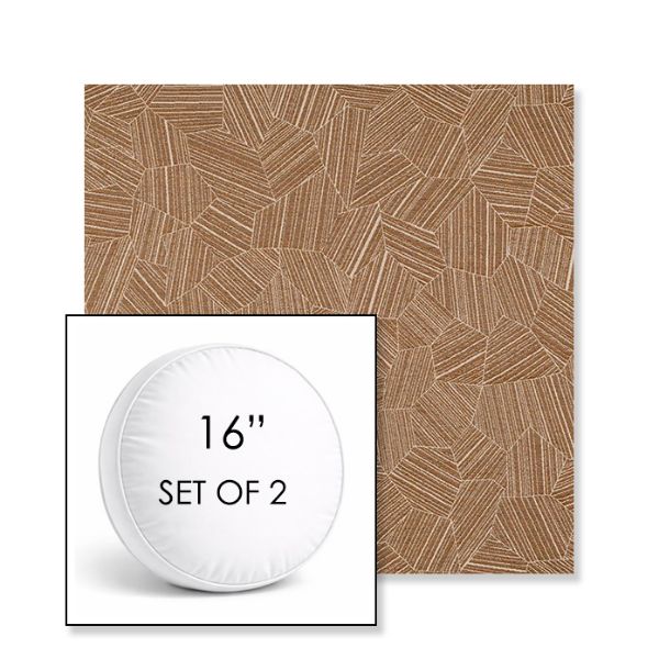 Picture of Leaf Structure Copper | Set of 2 | 16" Sunbrella Boxed Round Outdoor Throw Pillows with Premium Inserts