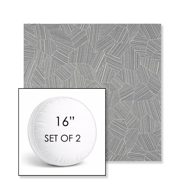 Picture of Leaf Structure Slate | Set of 2 | 16" Sunbrella Boxed Round Outdoor Throw Pillows with Premium Inserts