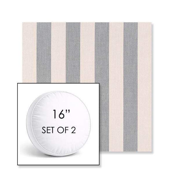 Picture of Leisure Denim | Set of 2 | 16" Sunbrella Boxed Round Outdoor Throw Pillows with Premium Inserts