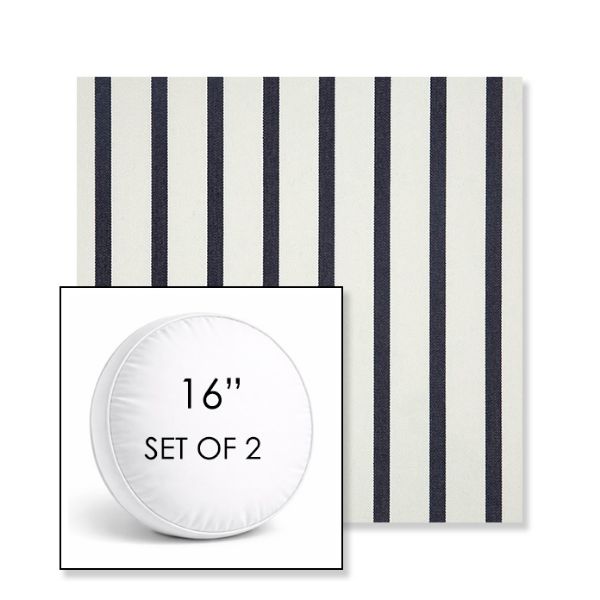 Picture of Lido Indigo | Set of 2 | 16" Sunbrella Boxed Round Outdoor Throw Pillows with Premium Inserts