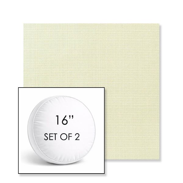 Picture of Linen Natural | Set of 2 | 16" Sunbrella Boxed Round Outdoor Throw Pillows with Premium Inserts