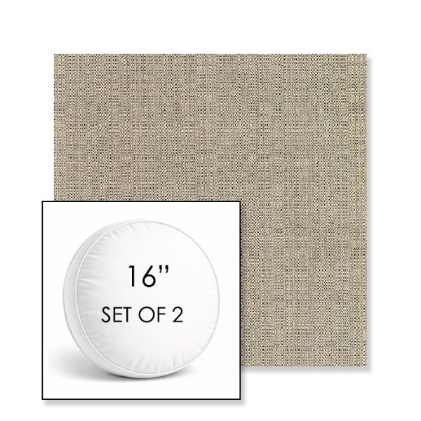 Picture of Linen Stone | Set of 2 | 16" Sunbrella Boxed Round Outdoor Throw Pillows with Premium Inserts