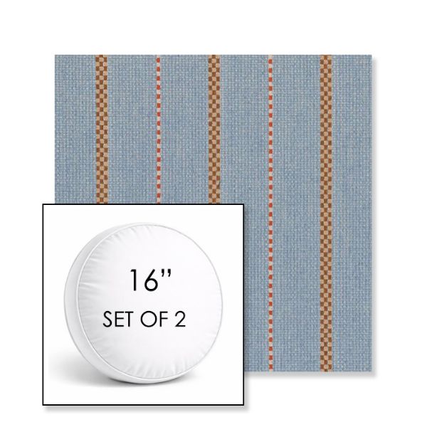 Picture of Linger Slate | Set of 2 | 16" Sunbrella Boxed Round Outdoor Throw Pillows with Premium Inserts