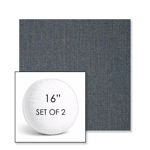 Picture of Linville Indigo | Set of 2 | 16" Sunbrella Boxed Round Outdoor Throw Pillows with Premium Inserts