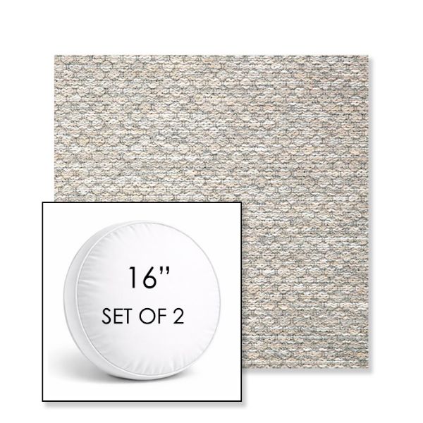 Picture of Litchfield Fog | Set of 2 | 16" Sunbrella Boxed Round Outdoor Throw Pillows with Premium Inserts