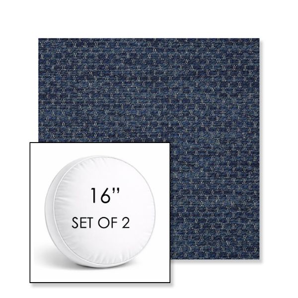 Picture of Litchfield Midnight | Set of 2 | 16" Sunbrella Boxed Round Outdoor Throw Pillows with Premium Inserts