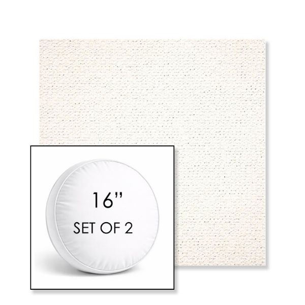Picture of Litchfield Snow | Set of 2 | 16" Sunbrella Boxed Round Outdoor Throw Pillows with Premium Inserts