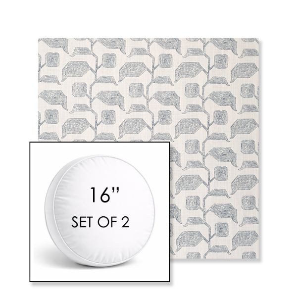 Picture of Lola Slate | Set of 2 | 16" Sunbrella Boxed Round Outdoor Throw Pillows with Premium Inserts