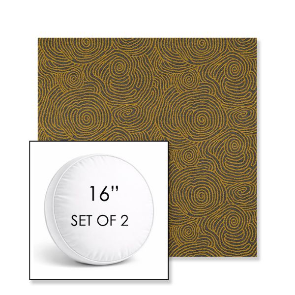 Picture of Lotus Maize | Set of 2 | 16" Sunbrella Boxed Round Outdoor Throw Pillows with Premium Inserts