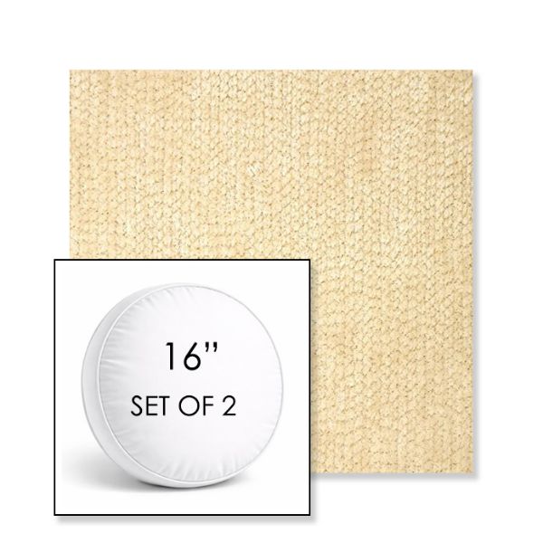 Picture of Margo Parchment | Set of 2 | 16" Sunbrella Boxed Round Outdoor Throw Pillows with Premium Inserts