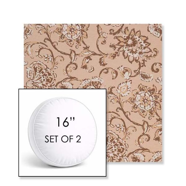 Picture of Martha Floral Dogwood | Set of 2 | 16" Sunbrella Boxed Round Outdoor Throw Pillows with Premium Inserts