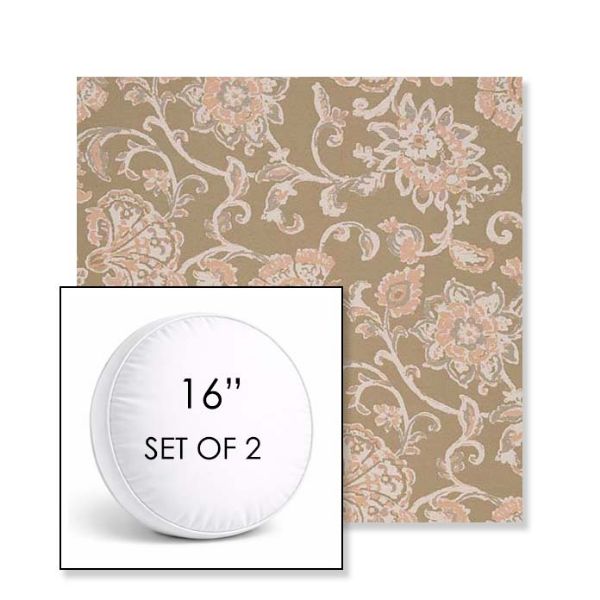 Picture of Martha Floral Spring | Set of 2 | 16" Sunbrella Boxed Round Outdoor Throw Pillows with Premium Inserts