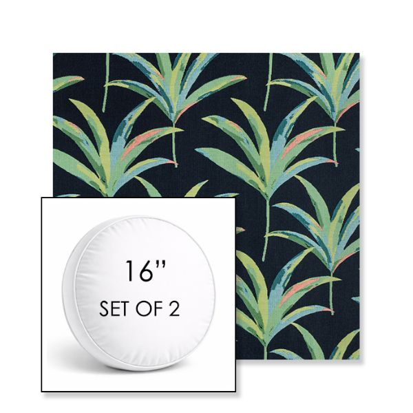 Picture of Martinique Twilight | Set of 2 | 16" Sunbrella Boxed Round Outdoor Throw Pillows with Premium Inserts