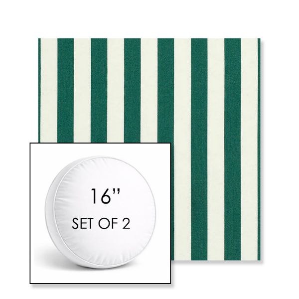 Picture of Mason Forest Green | Set of 2 | 16" Sunbrella Boxed Round Outdoor Throw Pillows with Premium Inserts