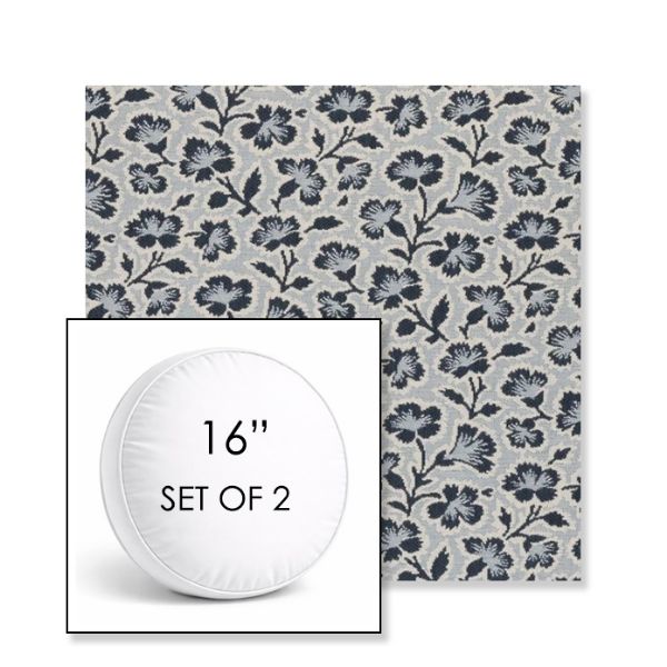 Picture of Mia Sapphire | Set of 2 | 16" Sunbrella Boxed Round Outdoor Throw Pillows with Premium Inserts