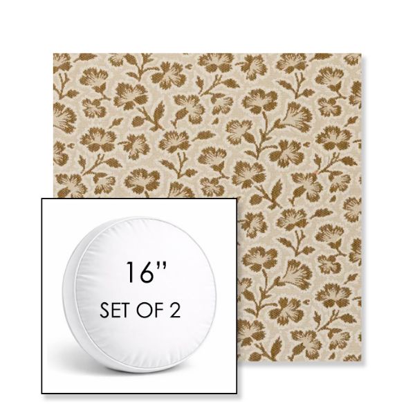 Picture of Mia Toffee | Set of 2 | 16" Sunbrella Boxed Round Outdoor Throw Pillows with Premium Inserts