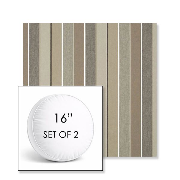 Picture of Milano Char | Set of 2 | 16" Sunbrella Boxed Round Outdoor Throw Pillows with Premium Inserts