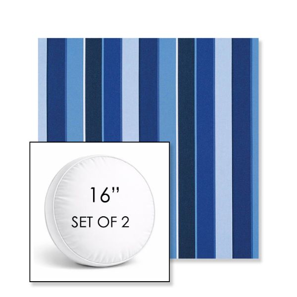 Picture of Milano Cobalt | Set of 2 | 16" Sunbrella Boxed Round Outdoor Throw Pillows with Premium Inserts