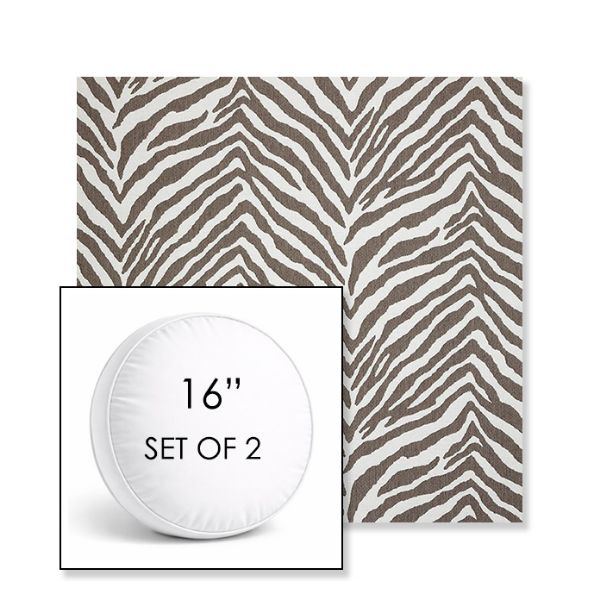 Picture of Namibia Grey | Set of 2 | 16" Sunbrella Boxed Round Outdoor Throw Pillows with Premium Inserts
