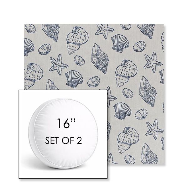 Picture of Nantucket Atlantis | Set of 2 | 16" Sunbrella Boxed Round Outdoor Throw Pillows with Premium Inserts