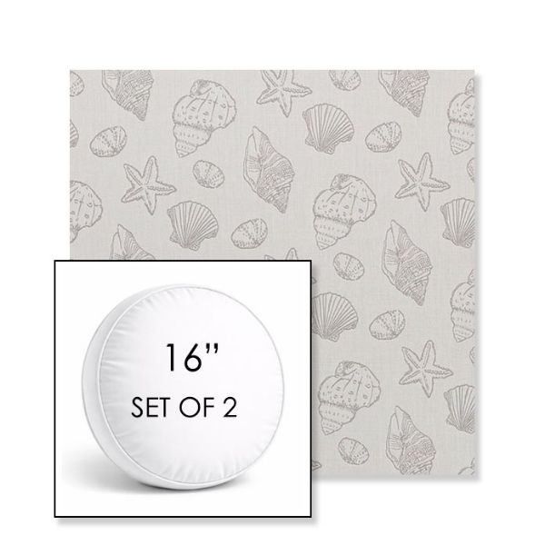 Picture of Nantucket Fossil | Set of 2 | 16" Sunbrella Boxed Round Outdoor Throw Pillows with Premium Inserts