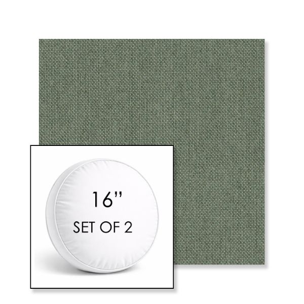 Picture of Natte Agave | Set of 2 | 16" Sunbrella Boxed Round Outdoor Throw Pillows with Premium Inserts