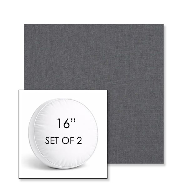Picture of Natte Charcoal Chine | Set of 2 | 16" Sunbrella Boxed Round Outdoor Throw Pillows with Premium Inserts