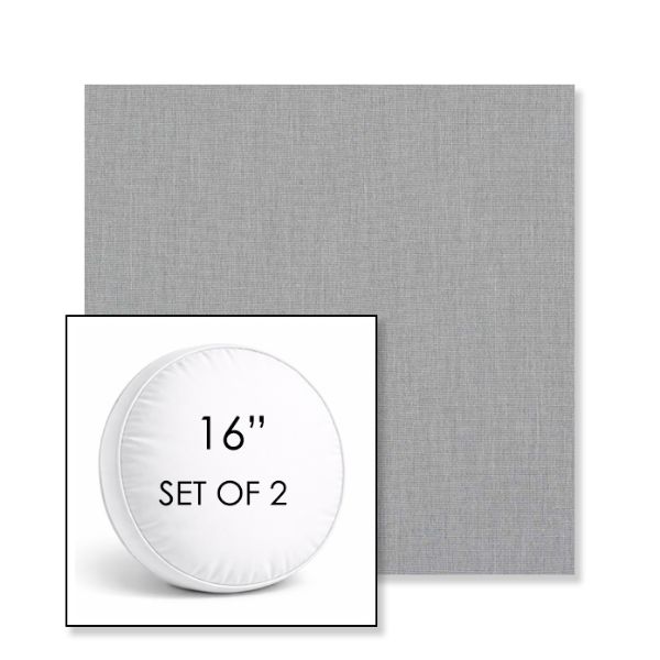 Picture of Natte Grey Chine | Set of 2 | 16" Sunbrella Boxed Round Outdoor Throw Pillows with Premium Inserts