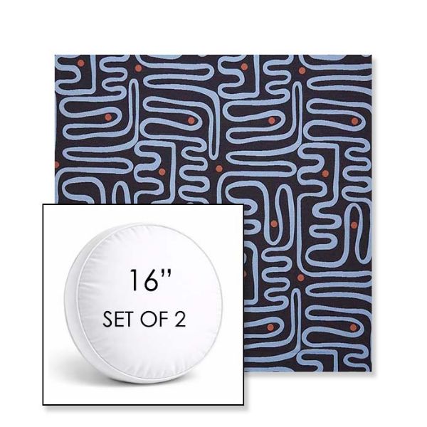 Picture of Nema Lazuli | Set of 2 | 16" Sunbrella Boxed Round Outdoor Throw Pillows with Premium Inserts