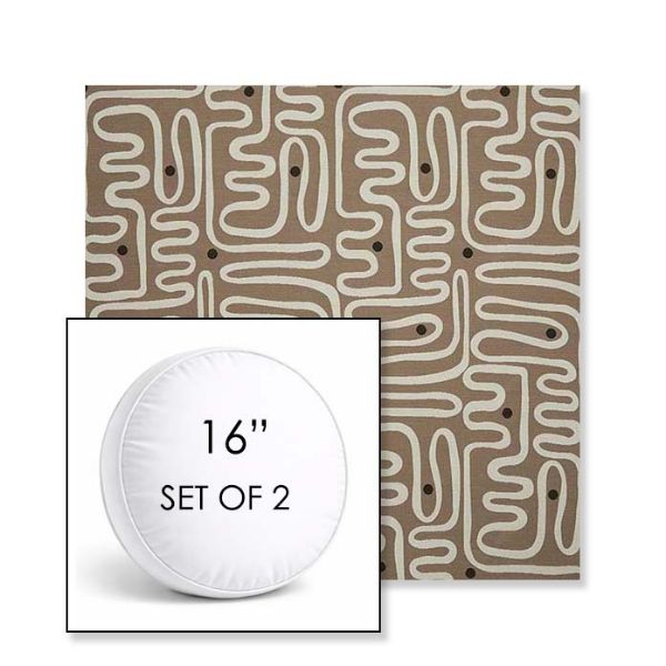 Picture of Nema Pampas | Set of 2 | 16" Sunbrella Boxed Round Outdoor Throw Pillows with Premium Inserts