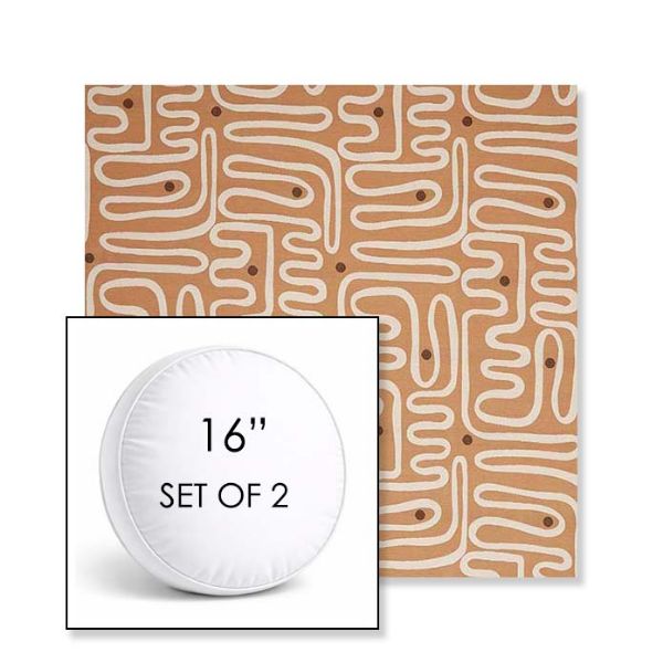 Picture of Nema Peachwood | Set of 2 | 16" Sunbrella Boxed Round Outdoor Throw Pillows with Premium Inserts