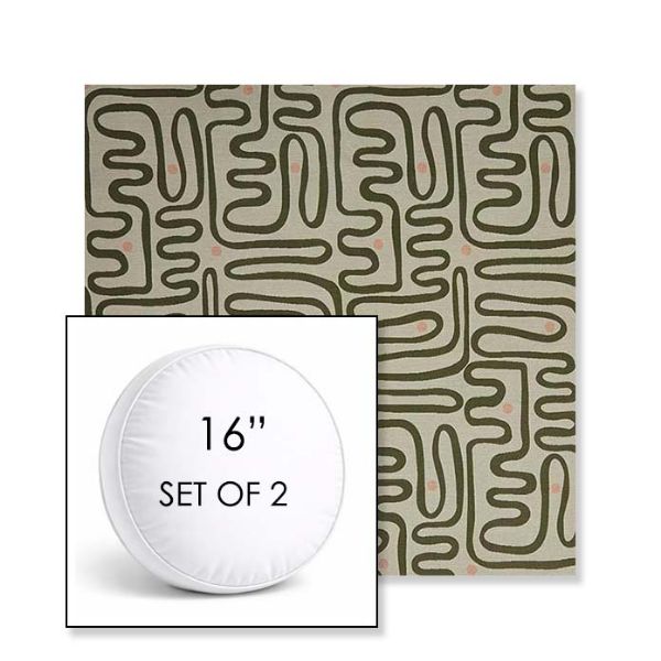 Picture of Nema Sagebrush | Set of 2 | 16" Sunbrella Boxed Round Outdoor Throw Pillows with Premium Inserts