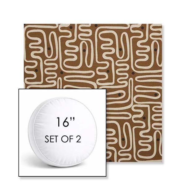 Picture of Nema Teak | Set of 2 | 16" Sunbrella Boxed Round Outdoor Throw Pillows with Premium Inserts