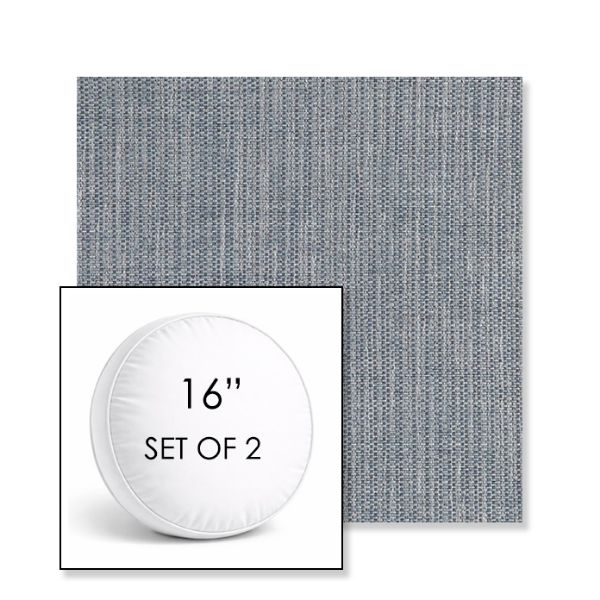 Picture of Nova Denim | Set of 2 | 16" Sunbrella Boxed Round Outdoor Throw Pillows with Premium Inserts