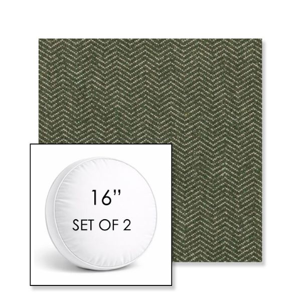 Picture of Odette Fern | Set of 2 | 16" Sunbrella Boxed Round Outdoor Throw Pillows with Premium Inserts