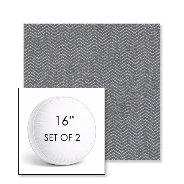 Picture of Odette Slate | Set of 2 | 16" Sunbrella Boxed Round Outdoor Throw Pillows with Premium Inserts