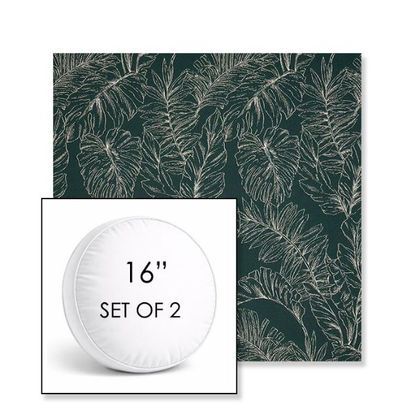 Picture of Palma Canopy | Set of 2 | 16" Sunbrella Boxed Round Outdoor Throw Pillows with Premium Inserts
