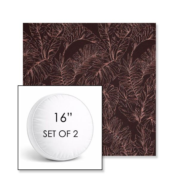 Picture of Palma Sangria | Set of 2 | 16" Sunbrella Boxed Round Outdoor Throw Pillows with Premium Inserts