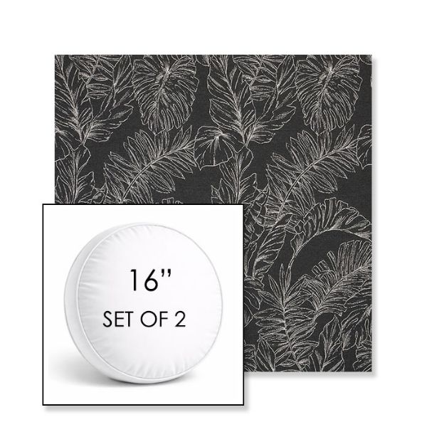 Picture of Palma Shadow | Set of 2 | 16" Sunbrella Boxed Round Outdoor Throw Pillows with Premium Inserts