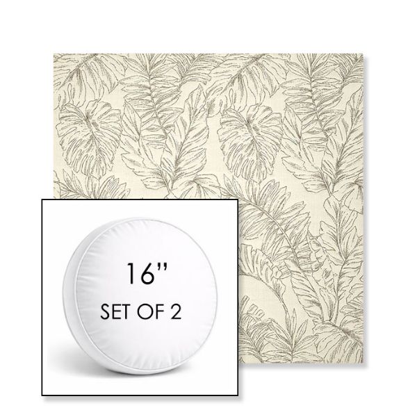 Picture of Palma Whitesand | Set of 2 | 16" Sunbrella Boxed Round Outdoor Throw Pillows with Premium Inserts