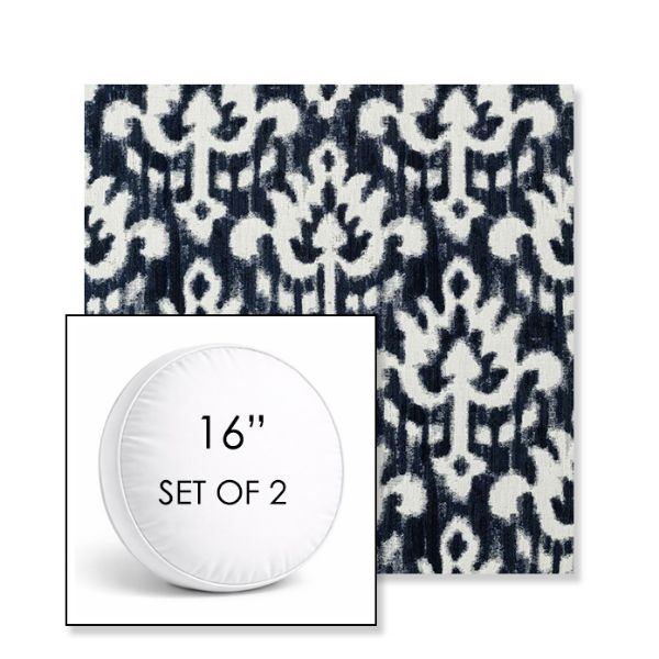 Picture of Patra Indigo | Set of 2 | 16" Sunbrella Boxed Round Outdoor Throw Pillows with Premium Inserts