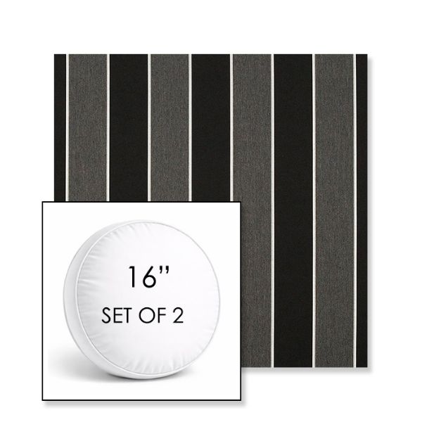 Picture of Peyton Granite | Set of 2 | 16" Sunbrella Boxed Round Outdoor Throw Pillows with Premium Inserts