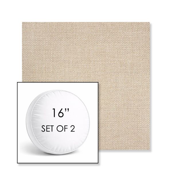 Picture of Piazza Dune | Set of 2 | 16" Sunbrella Boxed Round Outdoor Throw Pillows with Premium Inserts