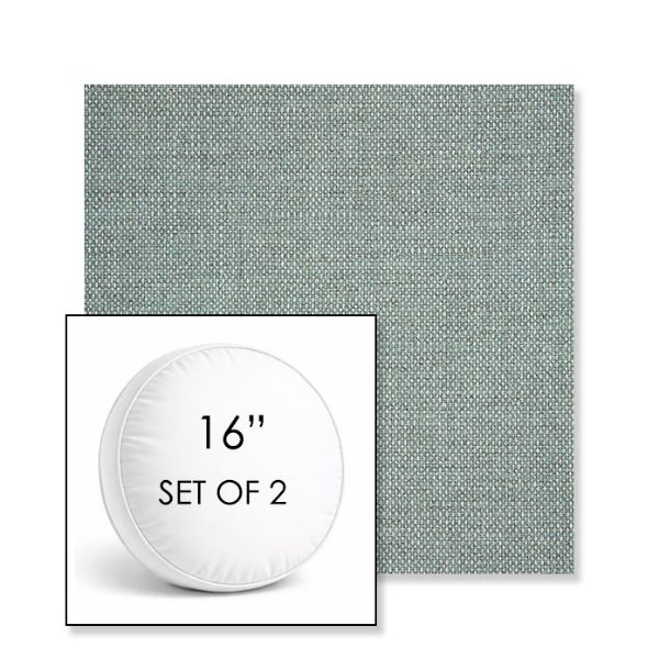 Picture of Piazza Mist | Set of 2 | 16" Sunbrella Boxed Round Outdoor Throw Pillows with Premium Inserts